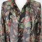 POLO Ralph Lauren Sheer Black Floral Crinkle Silk Chiffon Long Sleeve Tunic 4 S
