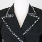 Vintage DAVID HAYES Black & White Silk Suit Pleated Skirt Ensemble Size 6 38