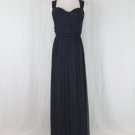 AMSALE Crinkled Silk Gown Navy Blue Twist Front Sweetheart Neck Prom 8 NWT