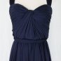 AMSALE Crinkled Silk Gown Navy Blue Twist Front Sweetheart Neck Prom 8 NWT