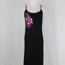 Vintage Adrianna Papell 90's Beaded Black Crocheted Cross Back Cocktail Dress S