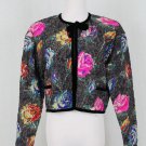 Vintage Emanuel Ungaro Parallele Quilted Silk Rose Print Bolero Jacket 8