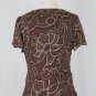 Adrianna Papell Beaded Brown Silk Batik 1920's Gatsby Flapper Ensemble Dress 10