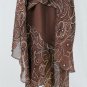 Adrianna Papell Beaded Brown Silk Batik 1920's Gatsby Flapper Ensemble Dress 10