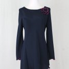 Vintage Holly Harp Amy Michelson Blue Silk Jersey Long Sleeve Tunic Dress S