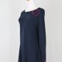 Vintage Holly Harp Amy Michelson Blue Silk Jersey Long Sleeve Tunic Dress S