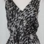 BCBG Max Azria Gray Print Draped Silk Sleeveless Spring Summer Dress  XS XXS