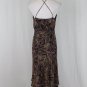 NINE WEST Black Optic Swirl Print Silk Midi Length Bias cut Halter Dress 6 NWOT
