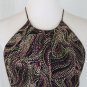NINE WEST Black Optic Swirl Print Silk Midi Length Bias cut Halter Dress 6 NWOT