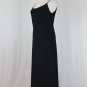 Adrianna Papell Classic Black Georgette Low Back Spaghetti Strap Evening Gown 12