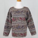 Vintage Express Gray Floral Tapestry Wool Blend Sweater 1980's Perfect XS