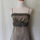 Leigh Bantivoglio Taupe Silk Camisole w/ French Lace & Swarovski Crystals S