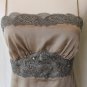 Leigh Bantivoglio Taupe Silk Camisole w/ French Lace & Swarovski Crystals S