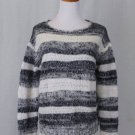 Cynthia Rowley Soft & Fuzzy Mohair Boyfriend Sweater Gray Stripes Medium NEW
