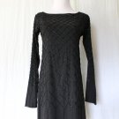 CALYPSO Beaded Sheer Black Silk Dress Long Sleeves 2 Piece  XS