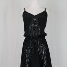 Matty M. Sequined 100% Silk Black Spaghetti Strap Cocktail Dress 1920's Zelda S