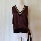 Moda International Beaded Burgundy Silk Velvet 1920's flapper Style top XS NEW