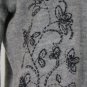 Vintage J. JILL Merino Wool Cardigan Sweater Hand Embroidered Gray & Black S
