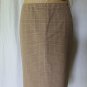 BCBG Max Azria Beige Glen Plaid Wool blend Leather Trim pencil skirt S