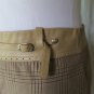 BCBG Max Azria Beige Glen Plaid Wool blend Leather Trim pencil skirt S