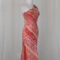 Vintage Express One shoulder Bias Cut Peach 100% Silk Chiffon Mid Calf Dress 0