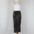 Adrianna Papell Beaded Burned Velvet Bias Cut Mid Calf Skirt Olive Brown Black 4