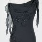 Vintage Cache 1920's 30's Inspired Beaded Long Black 100% Silk Bias Cut Gown 2