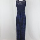 Vintage Carole Little 90's Navy Blue Tie Dye Chiffon Palazzo Pant Jumpsuit 6 S