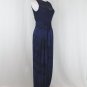Vintage Carole Little 90's Navy Blue Tie Dye Chiffon Palazzo Pant Jumpsuit 6 S