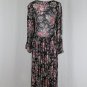 Vintage 80's STARINA 20's Style Long Midi Maxi Sheer Floral Print Artsy Dress S
