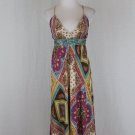 Nicole Miller Embellished Floral Silk Spaghetti Strap Midi Halter Dress Gown 0
