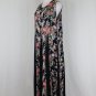 Vintage STARINA Pink & Black Floral Rose Print Sleeveless Maxi Sundress Dress M