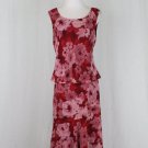 ADRIANNA PAPELL Pink Floral Print Silk Chiffon 1920's Flapper Gatsby Dress 10
