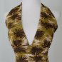 Eva Franco ModCloth Vintage Inspired Brown Starburst print Halter top EUC Sz 2