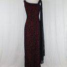 Nicole Miller Collection Long Burgundy and Black Velvet Draped Evening Gown 4