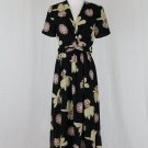 Armani Collezioni Black Big Floral Print Viscose Short Sleeve Midi Maxi Dress 6