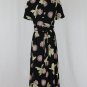 Armani Collezioni Black Big Floral Print Viscose Short Sleeve Midi Maxi Dress 6