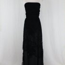 Vintage LIANCARLO COUTURE Strapless Black Velvet and Lace Gown Ballgown 6 Small