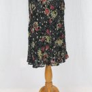 Sonia Rykiel Black & Red Floral Bias Cut Burned Velvet Silk Blend Skirt 38 6 S