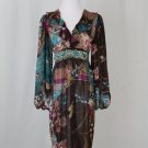 BLUMARINE Embellished Silk Chiffon Long Sleeved Below the Knee Dress 42 S