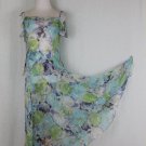 Nicole Farhi Long Blue Floral Silk Chiffon Bias Cut Dress 4pc Skirt Ensemble 8 M