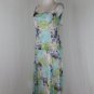 Nicole Farhi Long Blue Floral Silk Chiffon Bias Cut Dress 4pc Skirt Ensemble 8 M