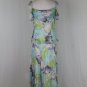 Nicole Farhi Long Blue Floral Silk Chiffon Bias Cut Dress 4pc Skirt Ensemble 8 M