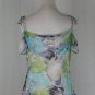 Nicole Farhi Long Blue Floral Silk Chiffon Bias Cut Dress 4pc Skirt Ensemble 8 M