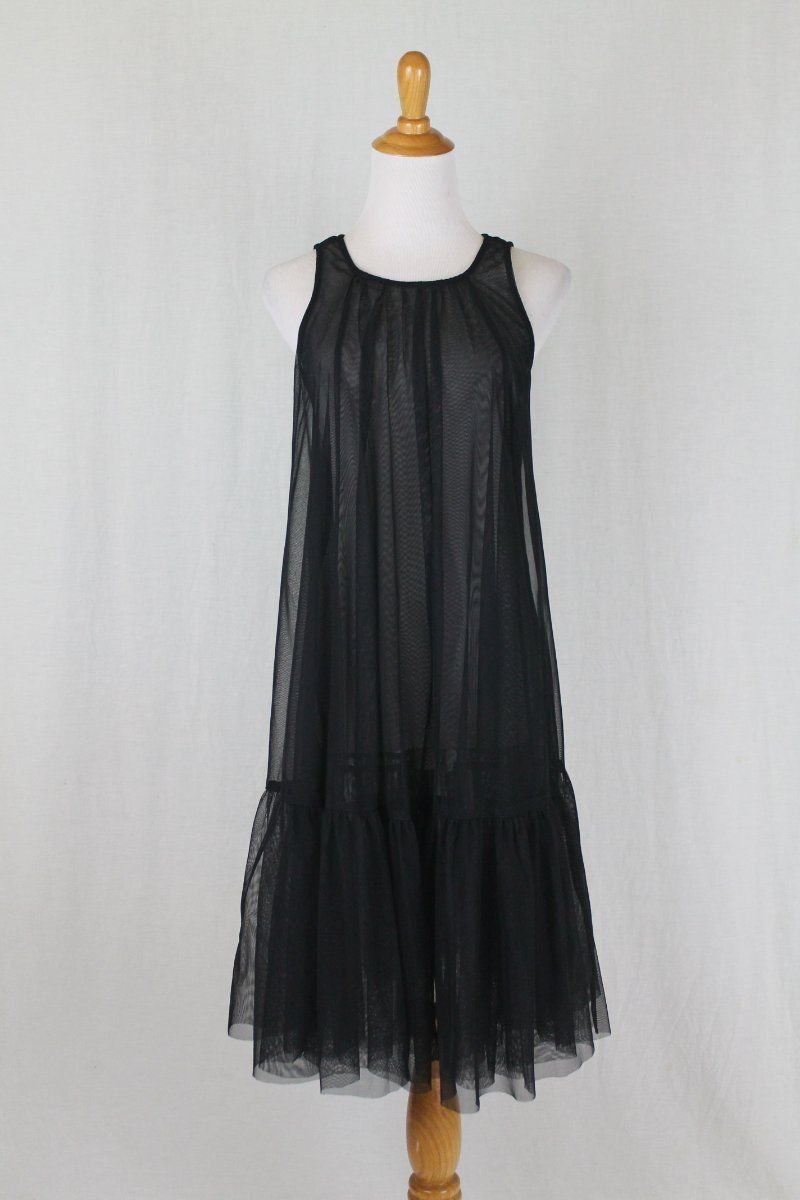 TRACY REESE Sheer Black Mesh Overlay Dress or Evening Gown Size PS Petite Small
