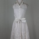 Walter Voulaz Italy Sleeveless White Stretch Cotton Retro Shirtwaist Dress 40 4