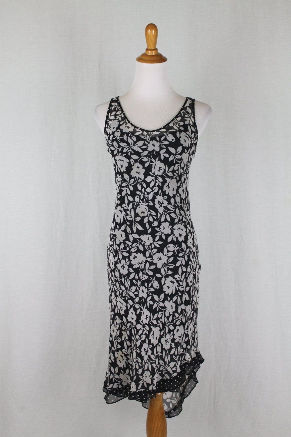 TESSUTO Sheer Silk Chiffon Bias Cut 1920's Inspired Flapper Gatsby Dress XS NEW