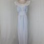 Vintage 1920's 1930's Baby Blue Silk & White Lace Long Bias Cut Nightgown 38 M