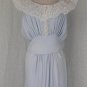 Vintage 1920's 1930's Baby Blue Silk & White Lace Long Bias Cut Nightgown 38 M