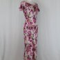 Adrianna Papell Long Pink Floral Silk Chiffon 1920's Style Bias Cut Dress Gown 8